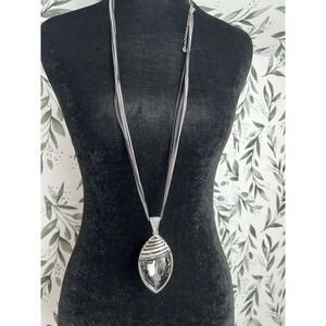 Hard To Find Vintage C1946 Large Crystal Silvernight Drop Multi Chain Necklace
